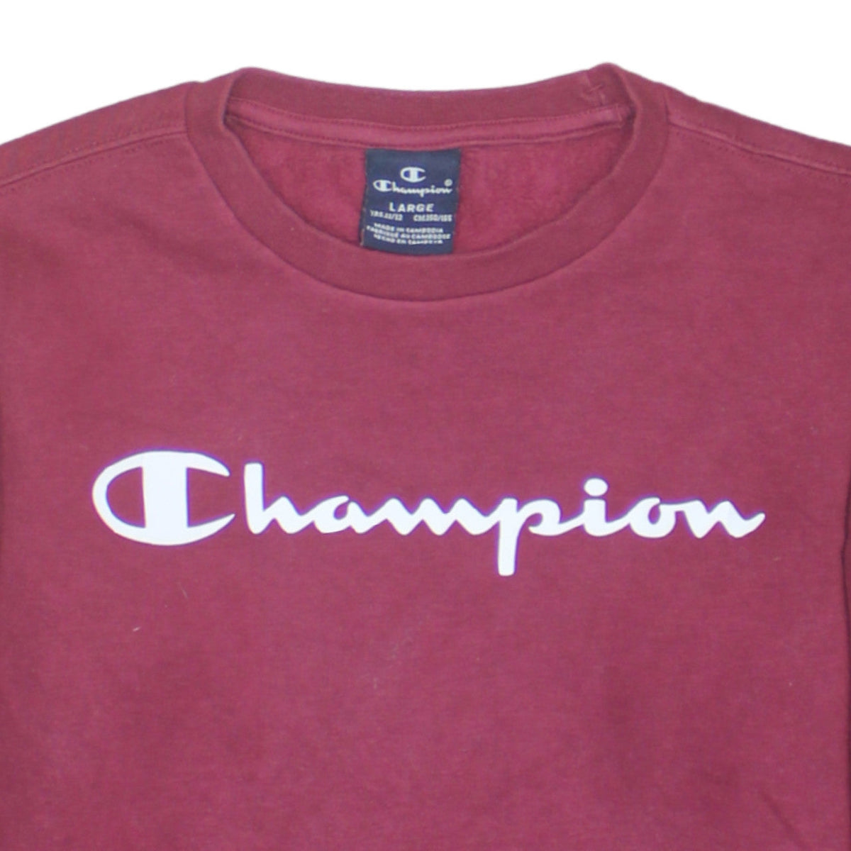 Champion Girls Red Pullover Sweatshirt Size L Logo Crew Neck Fleece