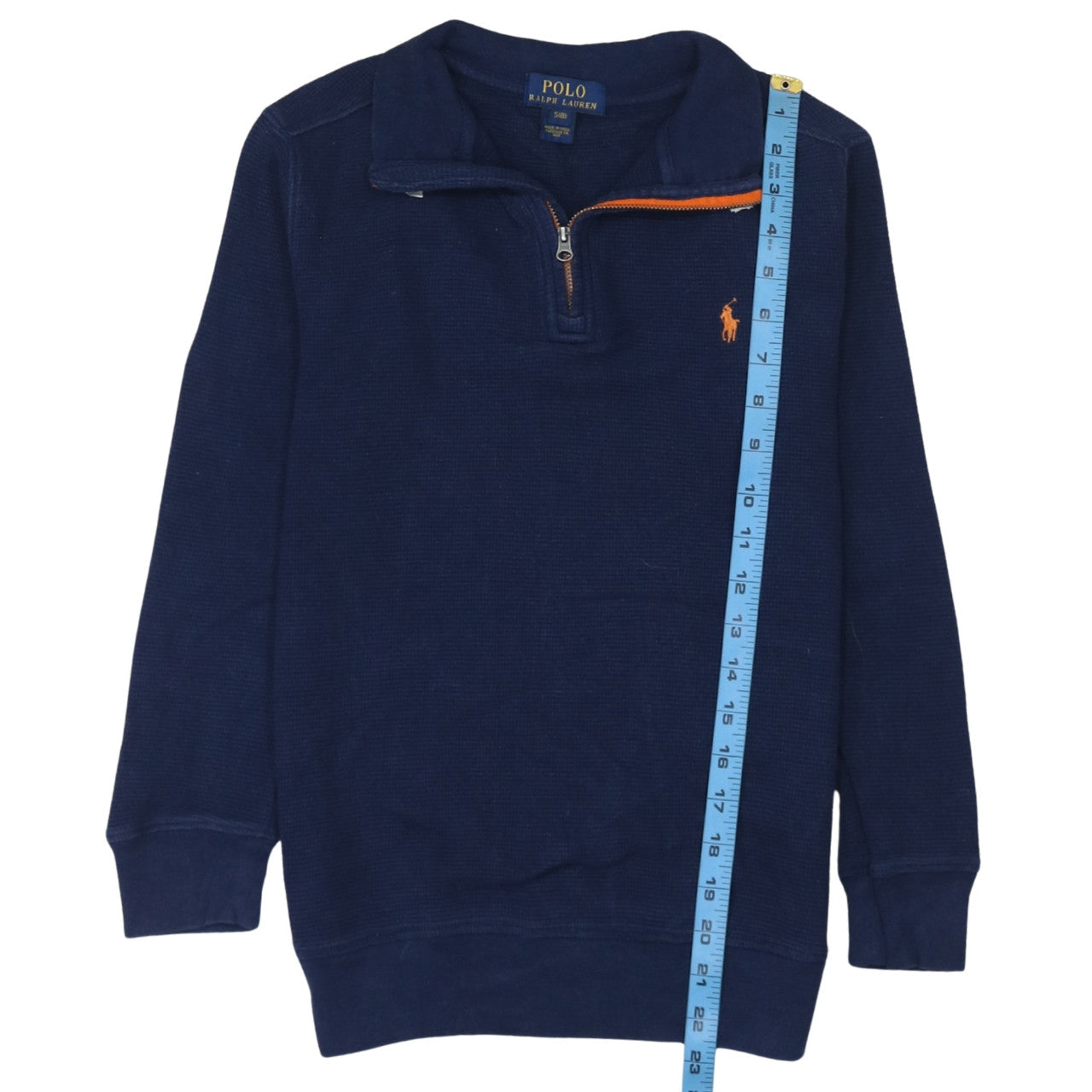 Ralph Lauren Boys Blue Cotton 1/4 Zip Jumper Size 8 Years