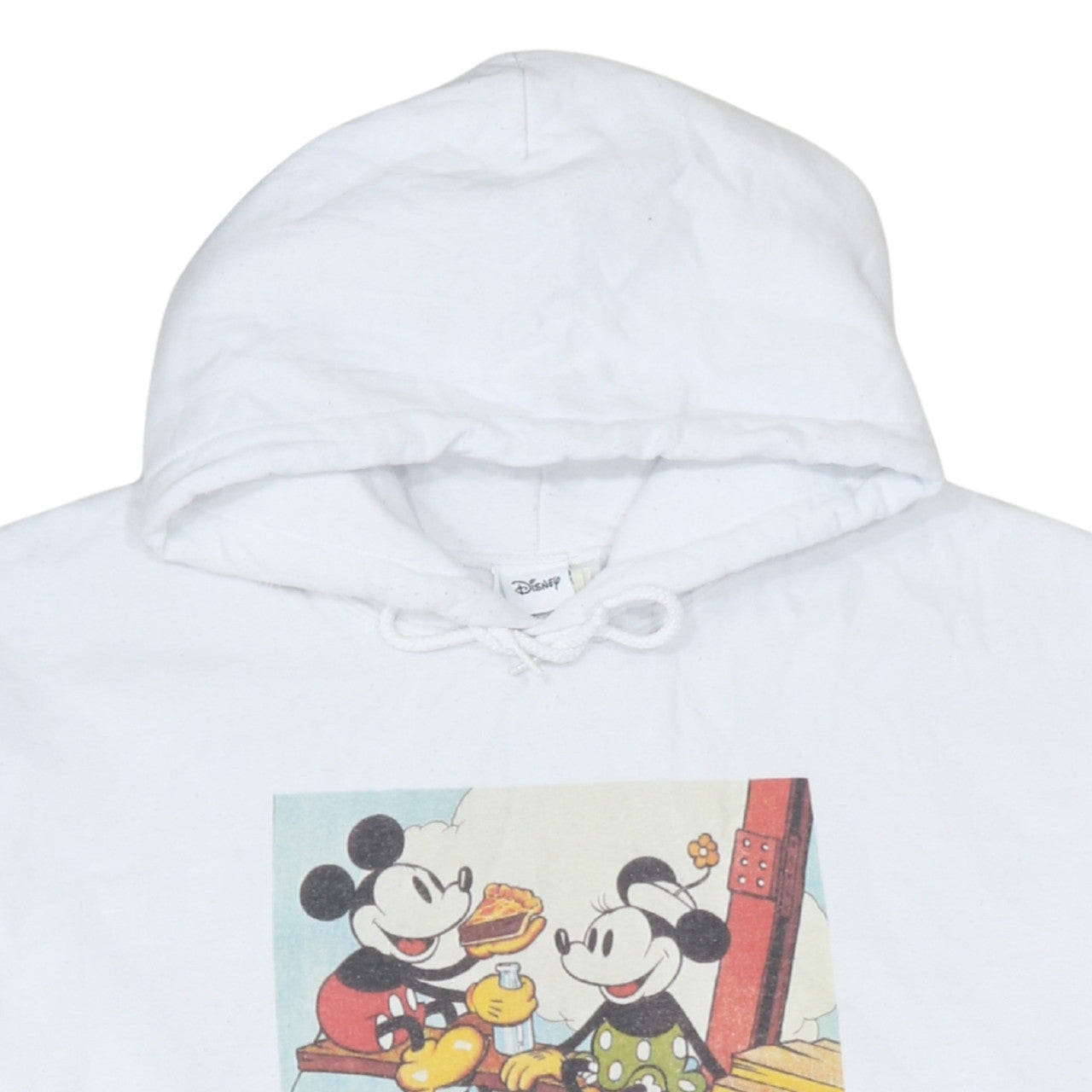 Disney Men's White XL Pullover Hoodie Mickey Mouse Graphic Print