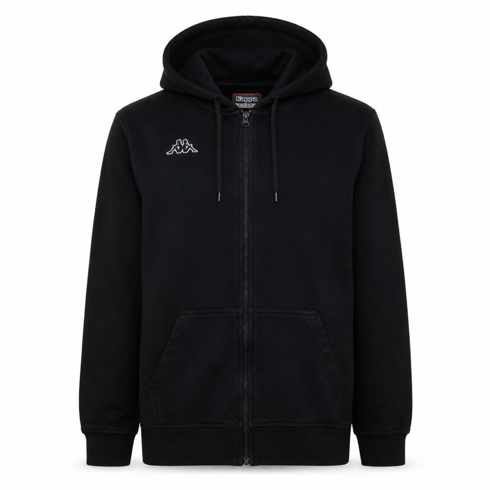 Kappa Men’s Black Full Zip Hoodie Size L Fleece Logo Hooded Sweatshirt
