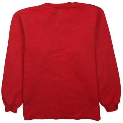 Back view of Adidas boys’ red pullover crew neck fleece sweatshirt 14-15 years