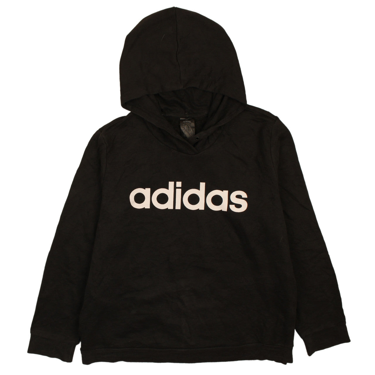 Adidas Womens Black 2XL Pullover Hoodie Logo Print Sweatshirt