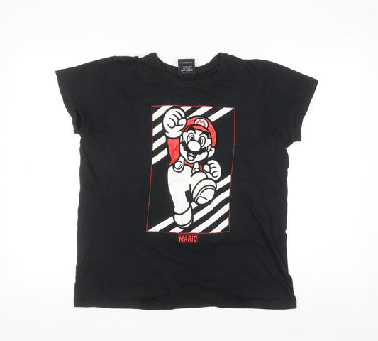 Super Mario Boys Black 12-13 Years Graphic T-Shirt by Difuzed