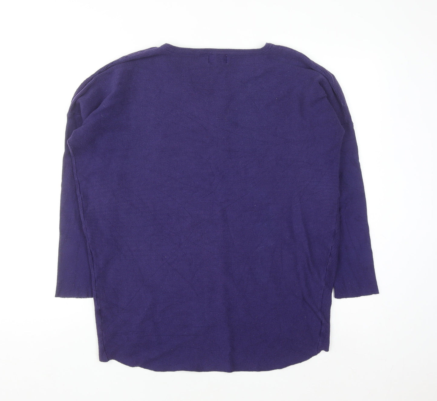 Apricot Women's Purple V-Neck Relaxed Knit Jumper Size 14
