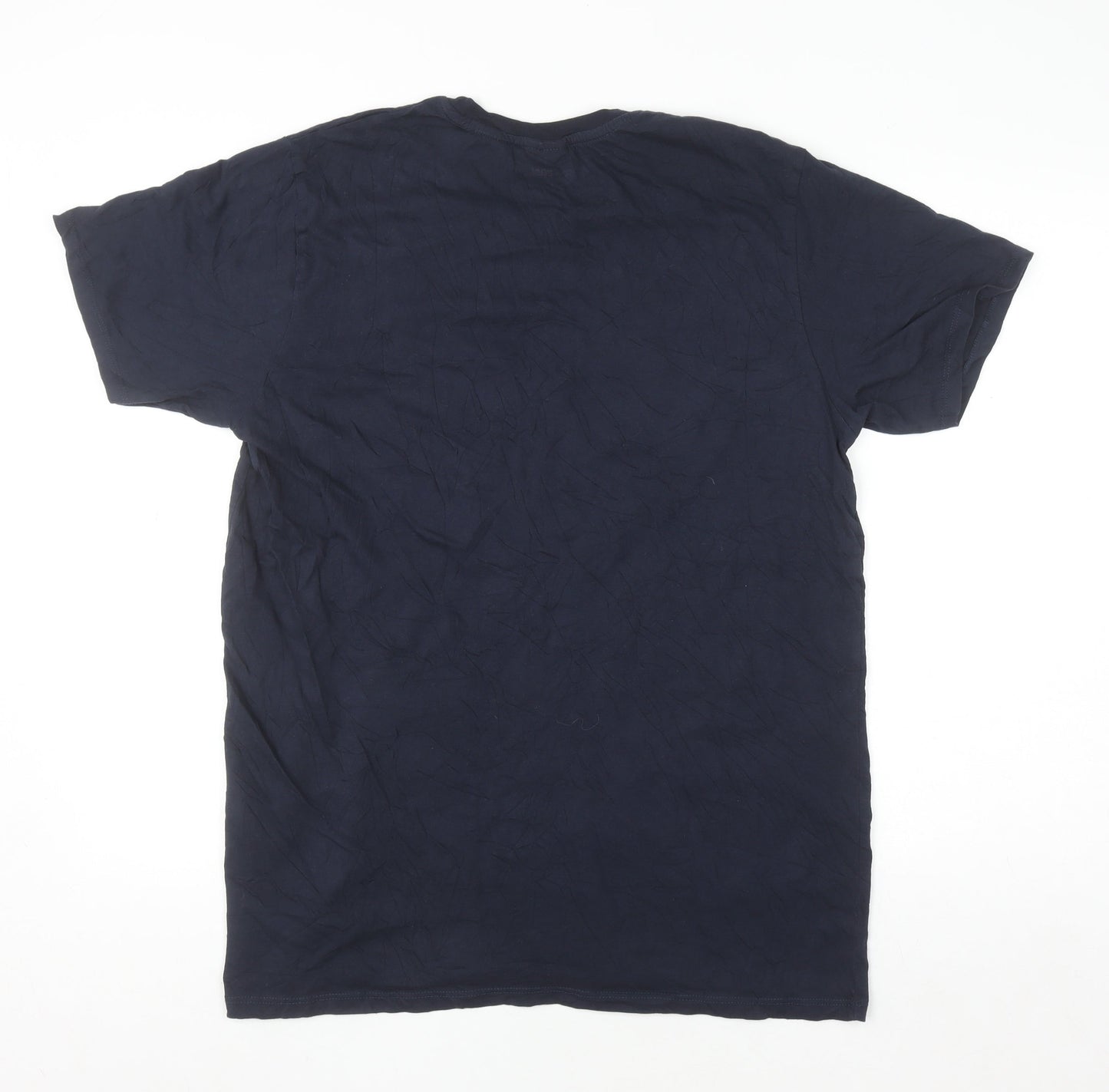 Spreadshirt Men's Navy Blue Graphic Print Cotton Crew Neck T-Shirt Size L
