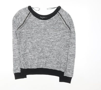 Select Womens Grey Knit Zip Detail Raglan Jumper Size M