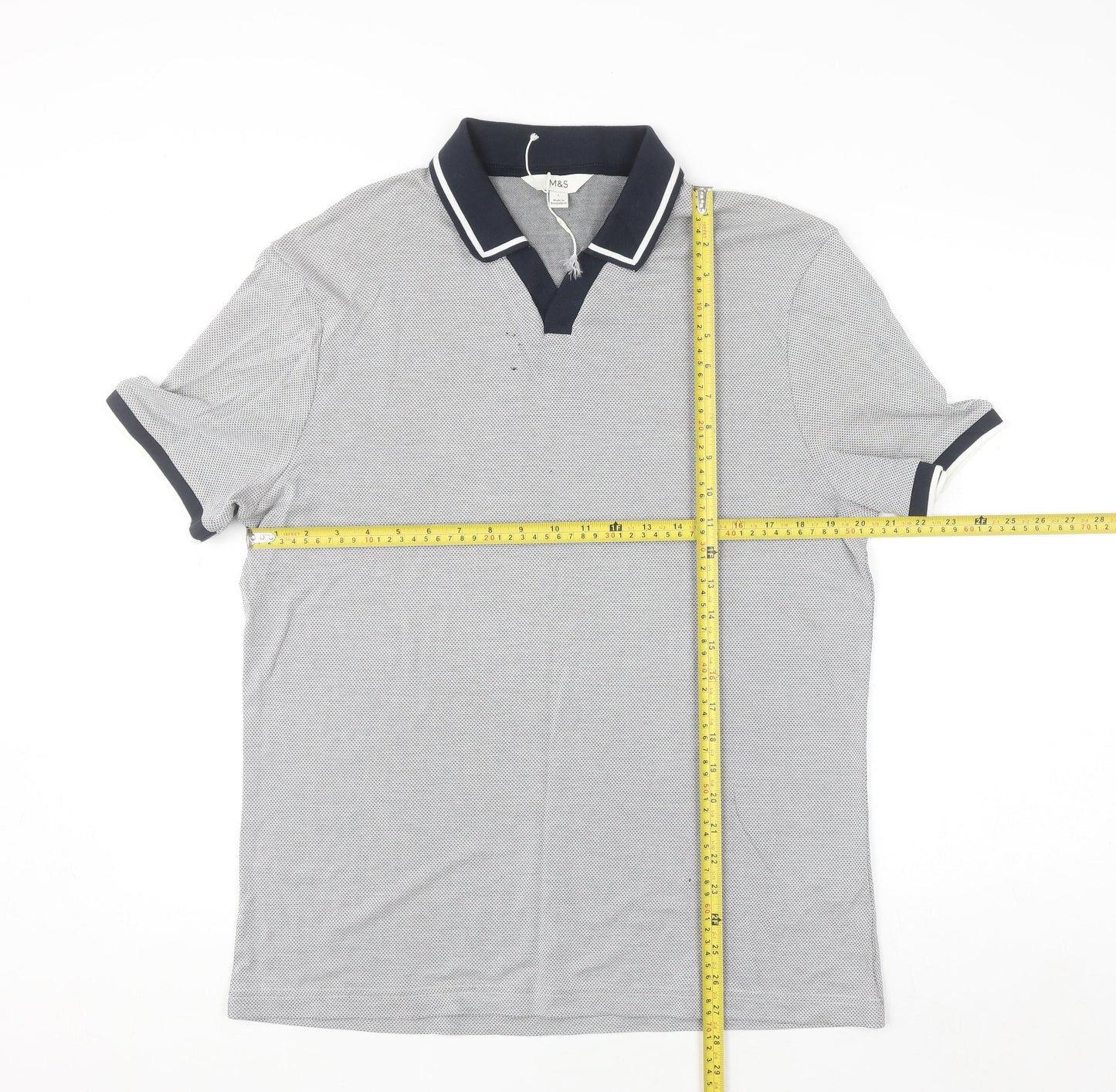 Marks and Spencer Men's Grey Short Sleeve Polo Shirt L Regular Fit