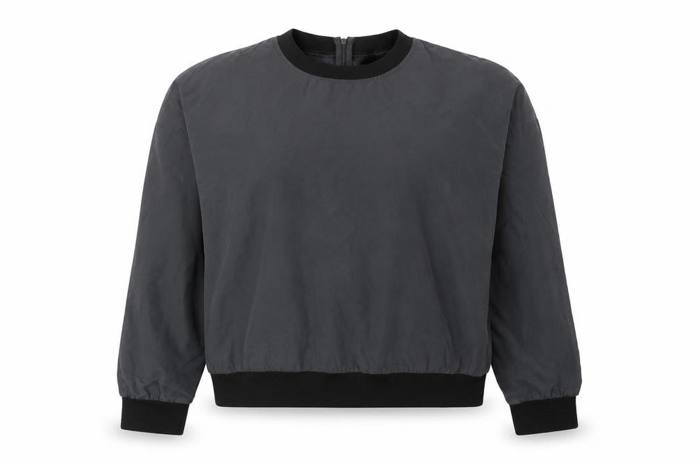 New Look Women's Grey Long Sleeve Crew Neck Zip Blouse Size 14