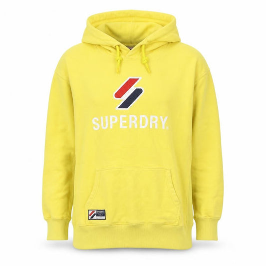 Superdry Womens Yellow Pullover Hoodie Size M Cotton Blend