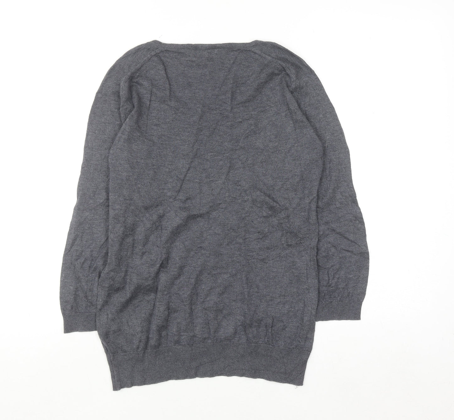 John Smedley Womens Grey V-Neck 100% Cotton Jumper M