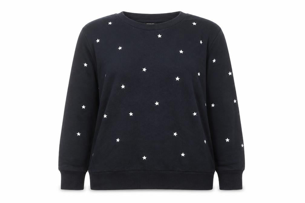 Mauvett Women Navy Blue Star Print Cotton Sweatshirt Size 12