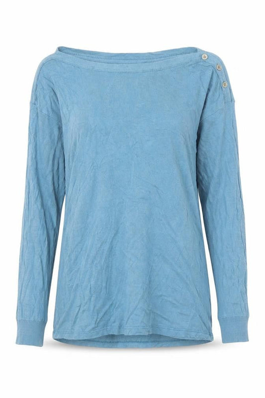 Massimo Dutti Women Blue XS Lyocell Cotton Boat Neck Jumper