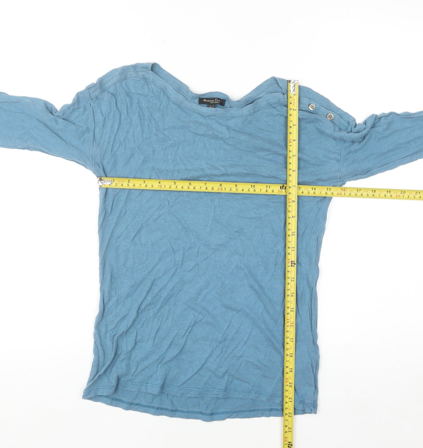 Massimo Dutti Women Blue XS Lyocell Cotton Boat Neck Jumper