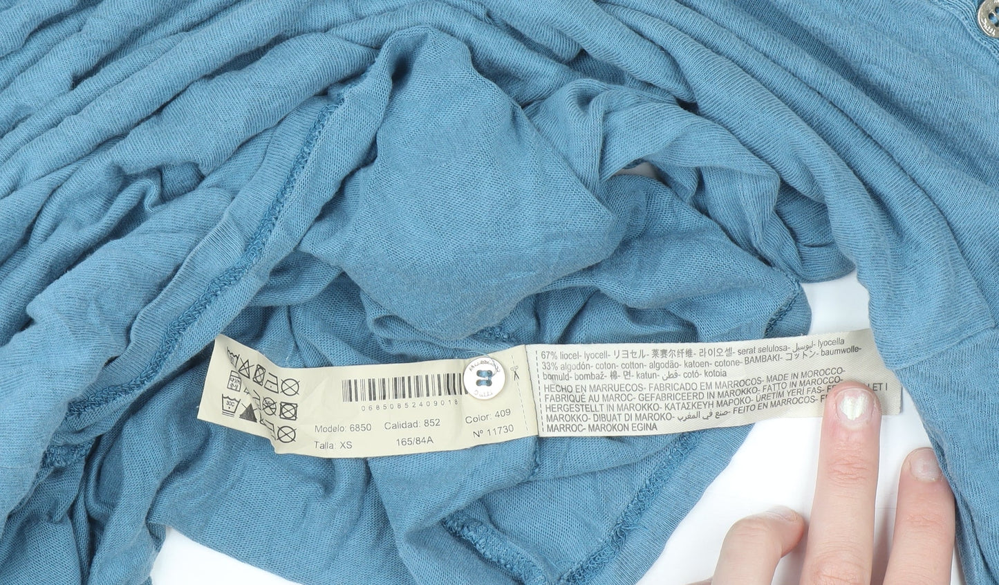 Massimo Dutti Women Blue XS Lyocell Cotton Boat Neck Jumper