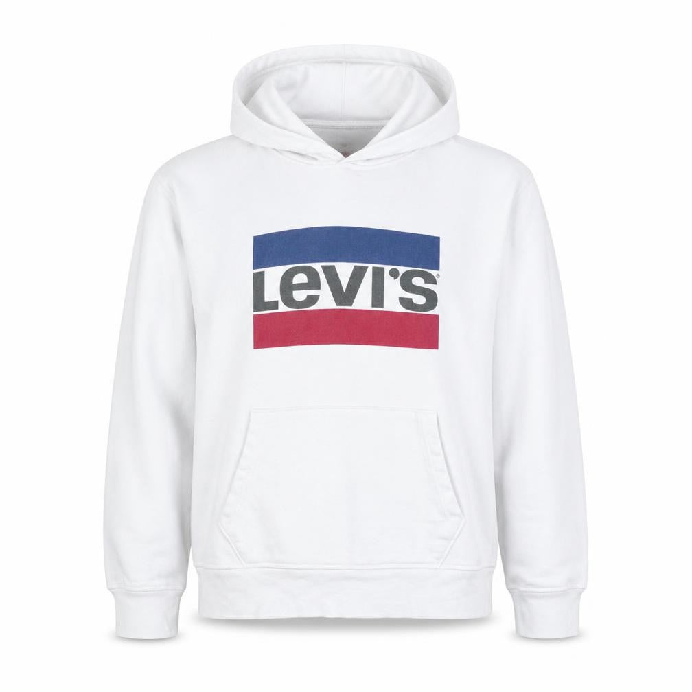 Levi's Women White Small Pullover Hoodie with Logo Print
