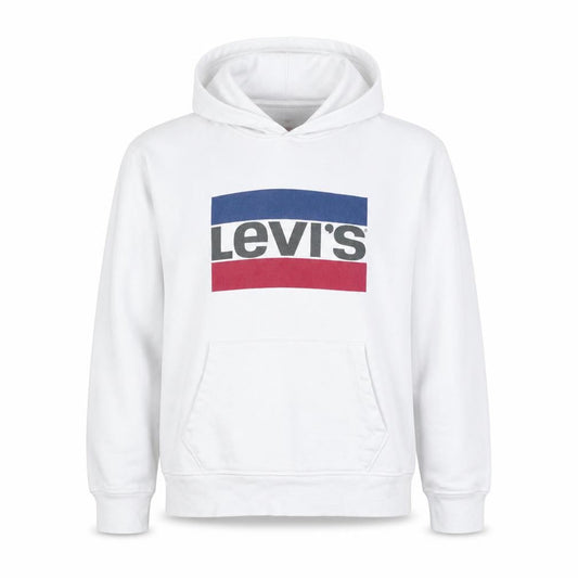 Levi's Women White Small Pullover Hoodie with Logo Print