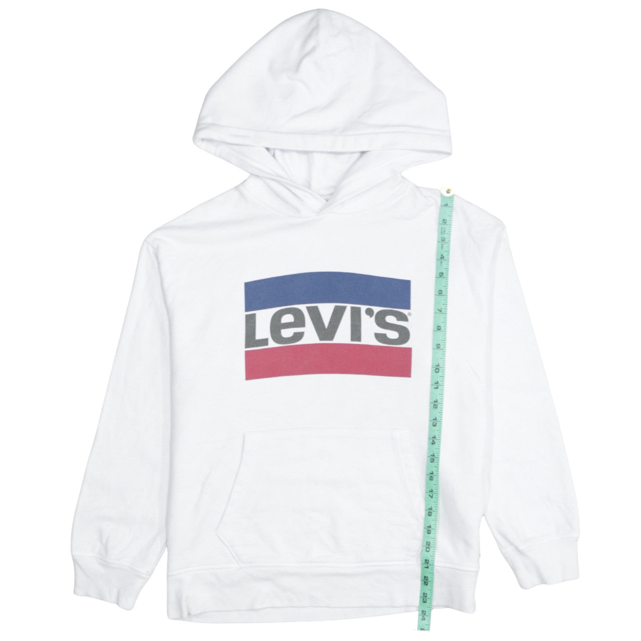 Levi's Women White Small Pullover Hoodie with Logo Print