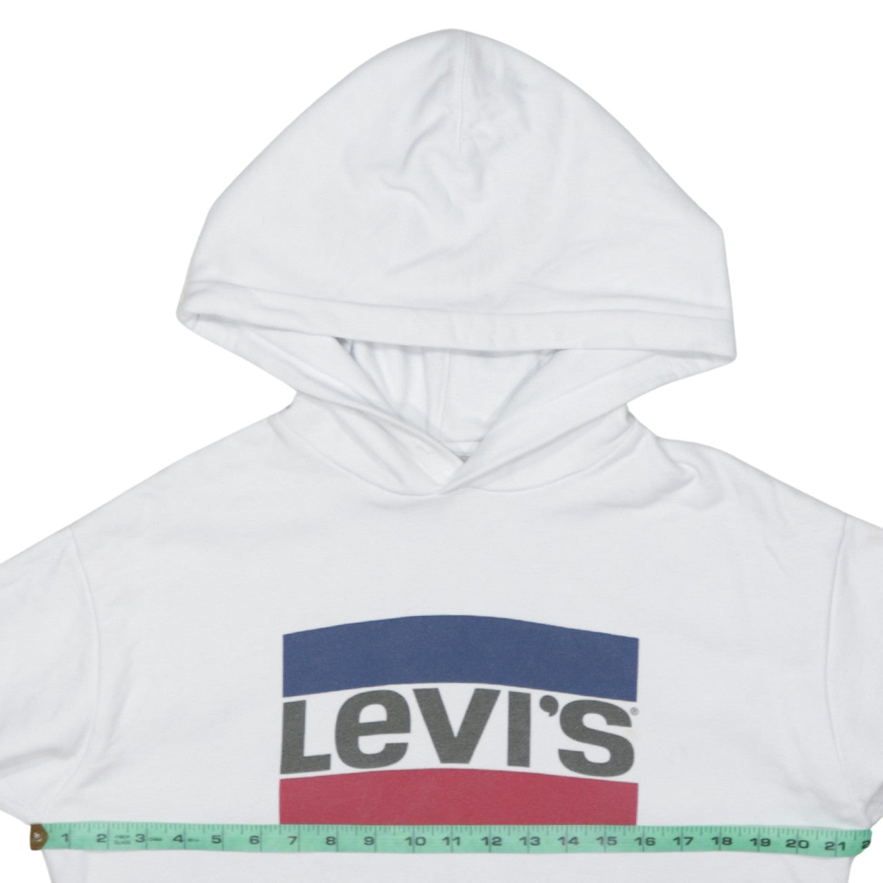 Levi's Women White Small Pullover Hoodie with Logo Print