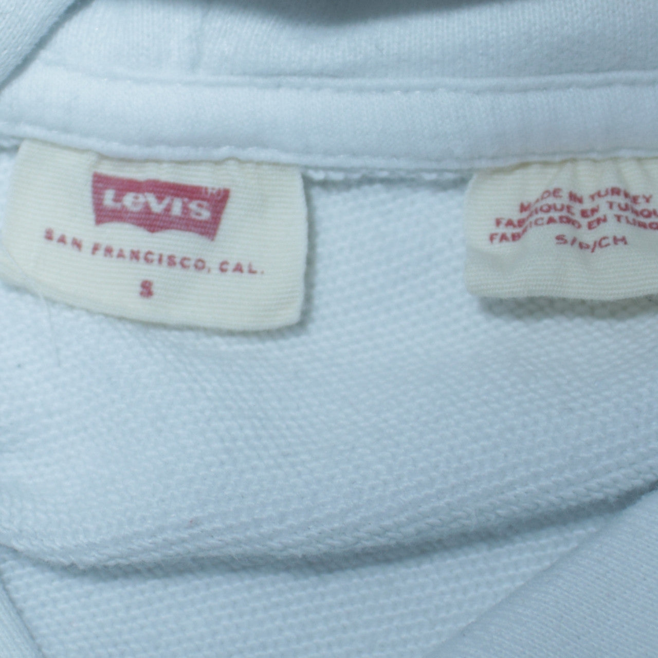 Levi's Women White Small Pullover Hoodie with Logo Print