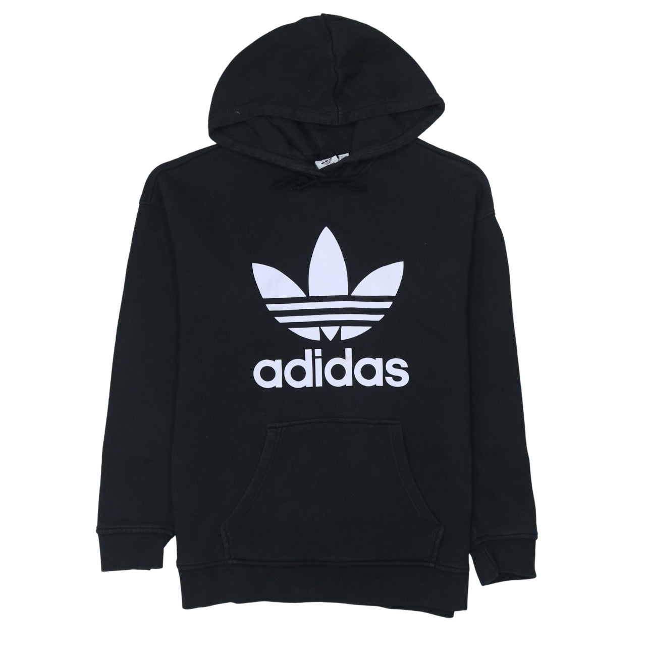 Adidas Womens Black Pullover Hoodie Size 10 Logo Hooded Sweatshirt