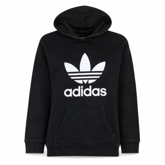 Adidas Womens Black Pullover Hoodie Size 10 Logo Hooded Sweatshirt