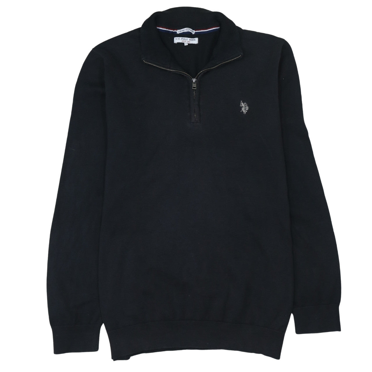 U.S. Polo Assn. Men's Black XL Mock Neck 1/4 Zip Knit Sweatshirt