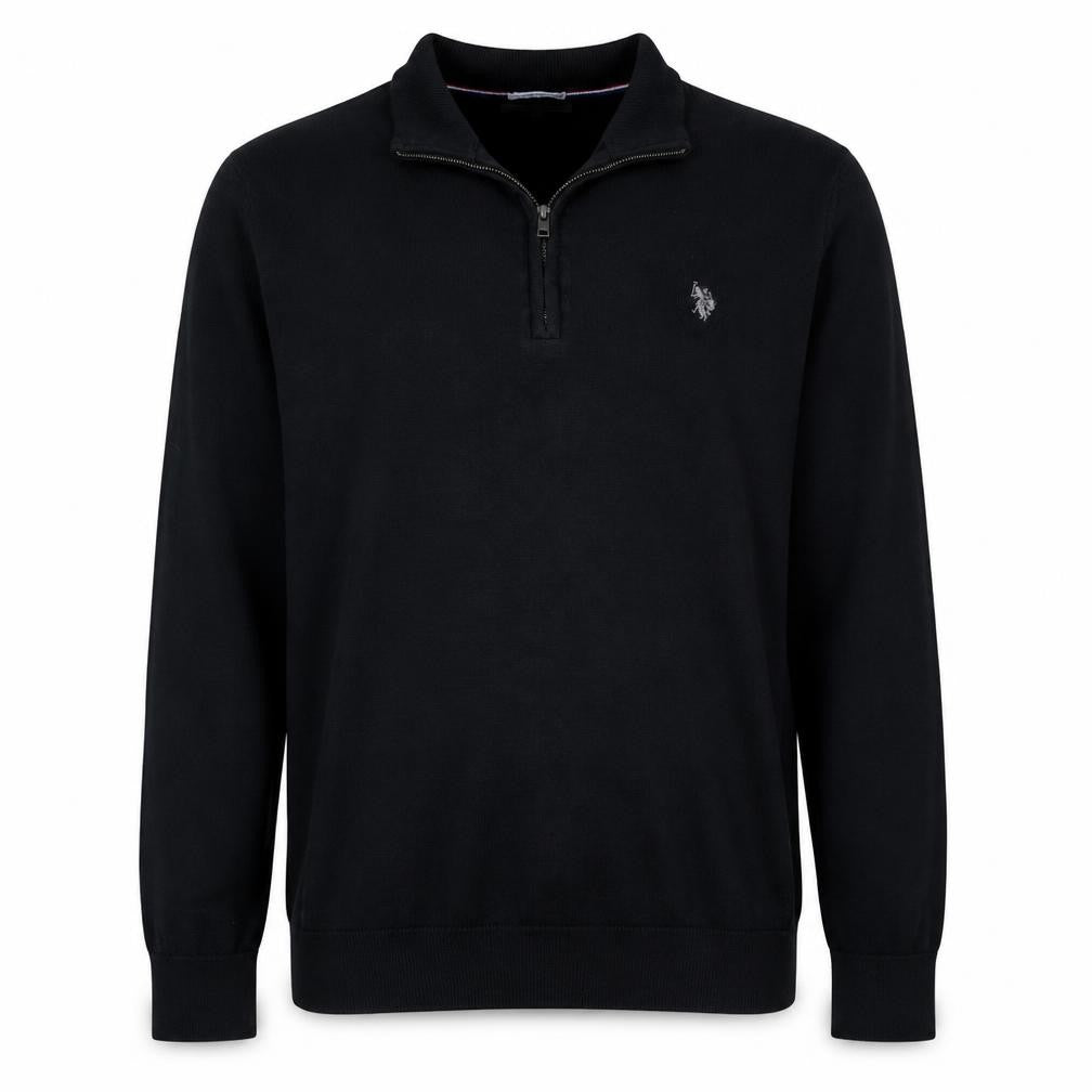 U.S. Polo Assn. Men's Black XL Mock Neck 1/4 Zip Knit Sweatshirt