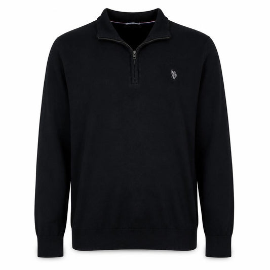 U.S. Polo Assn. Men's Black XL Mock Neck 1/4 Zip Knit Sweatshirt