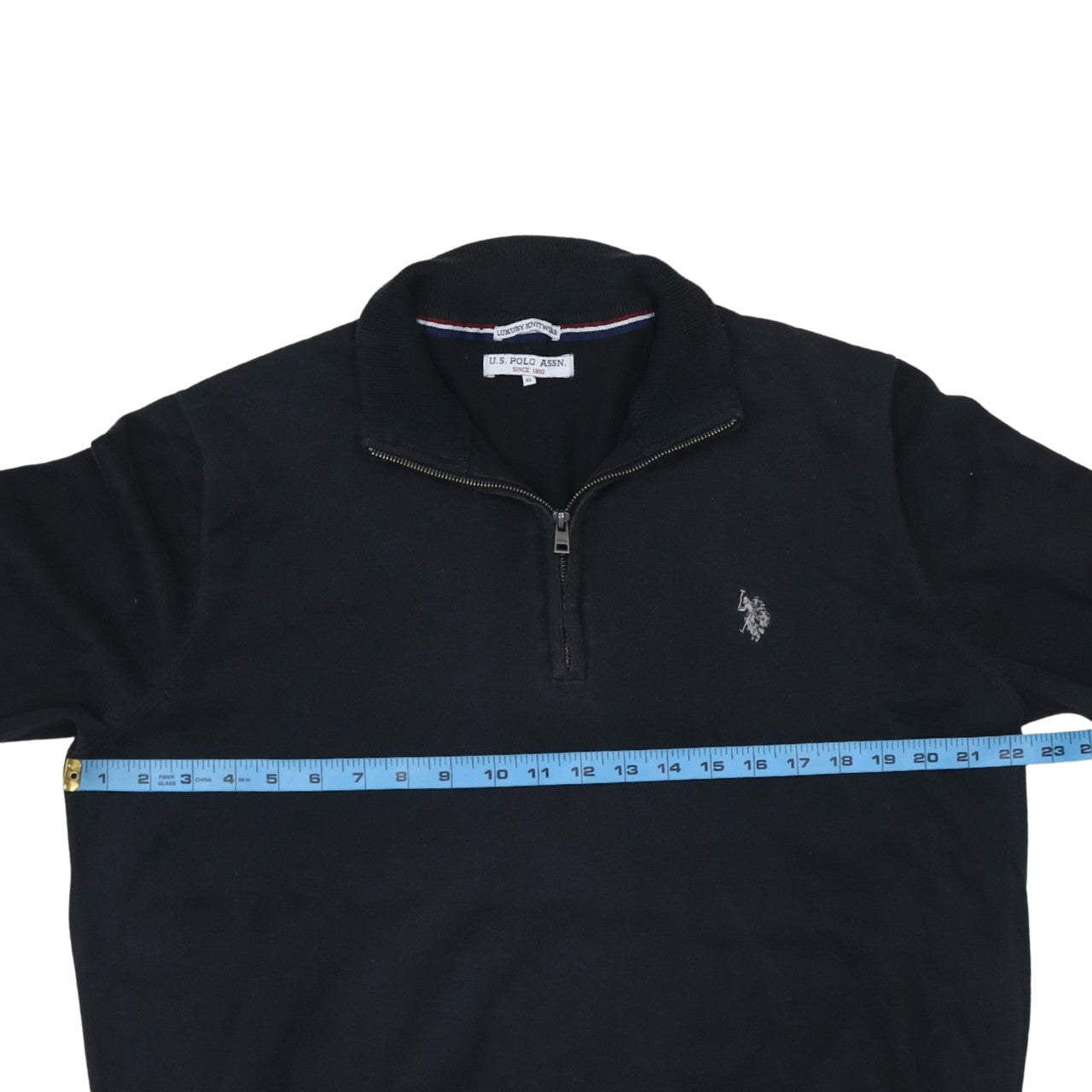 U.S. Polo Assn. Men's Black XL Mock Neck 1/4 Zip Knit Sweatshirt