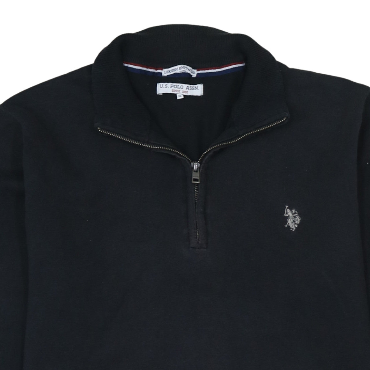 U.S. Polo Assn. Men's Black XL Mock Neck 1/4 Zip Knit Sweatshirt