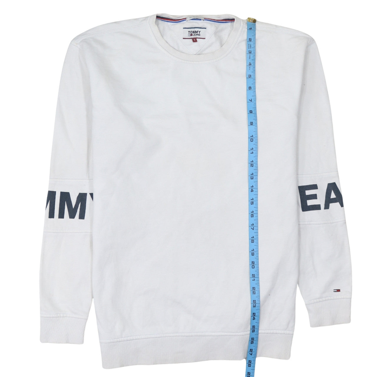 Tommy Jeans Men's White Relaxed Fit Logo Sweatshirt Size S