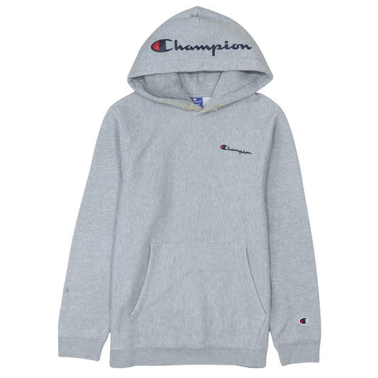Champion Men's Grey Medium Pullover Hoodie Embroidered Logo