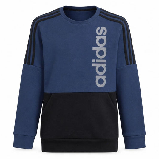 adidas Men's Blue Small Pullover Sweatshirt Logo Fleece