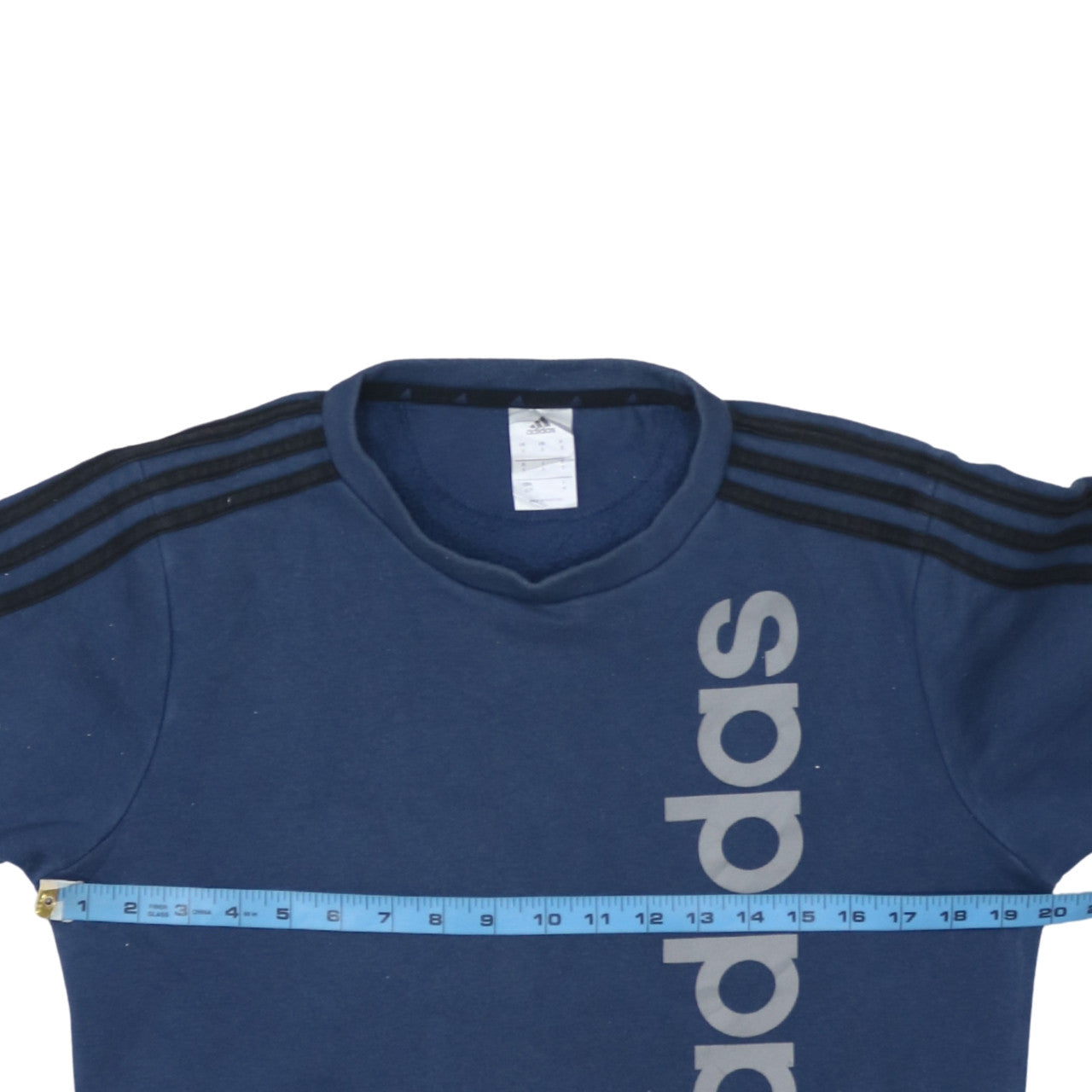 adidas Men's Blue Small Pullover Sweatshirt Logo Fleece