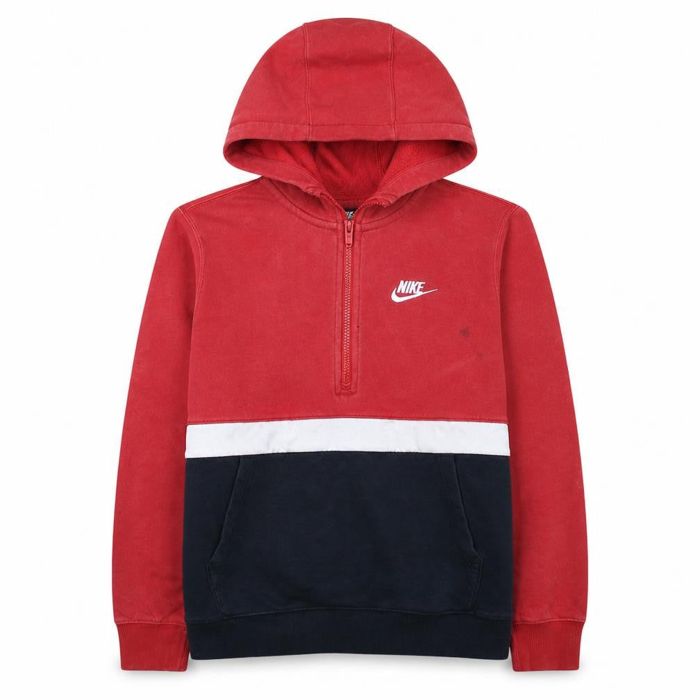 Nike Boys Red Colourblock 1/2 Zip Hoodie Size L 147-158cm