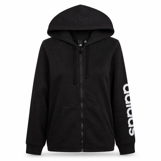 Adidas Womens Black Full Zip Hoodie Size S 8-10 Zip Pockets Hooded Sweatshirt