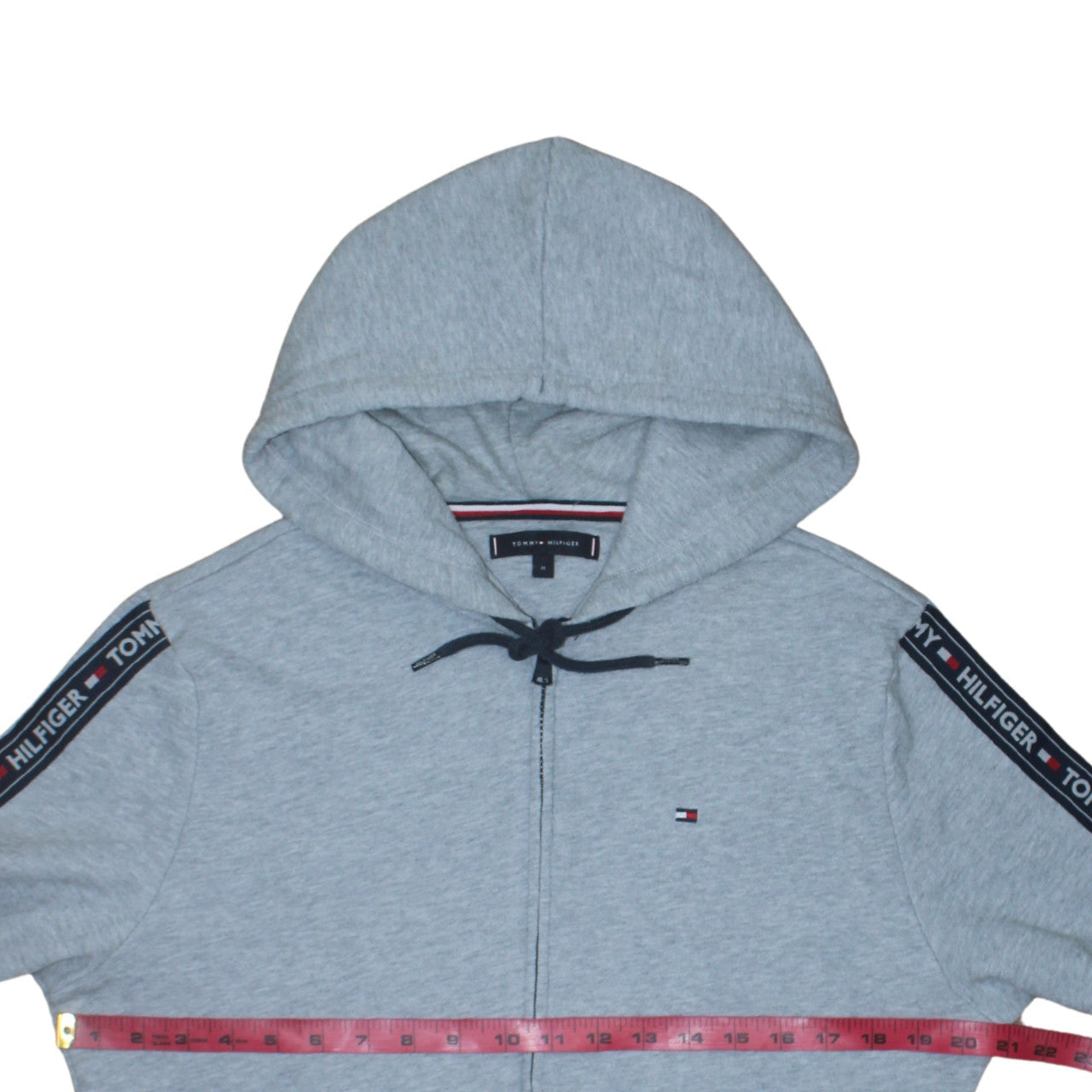Tommy Hilfiger Men's Grey Full Zip Hoodie M Logo Casual Sweatshirt