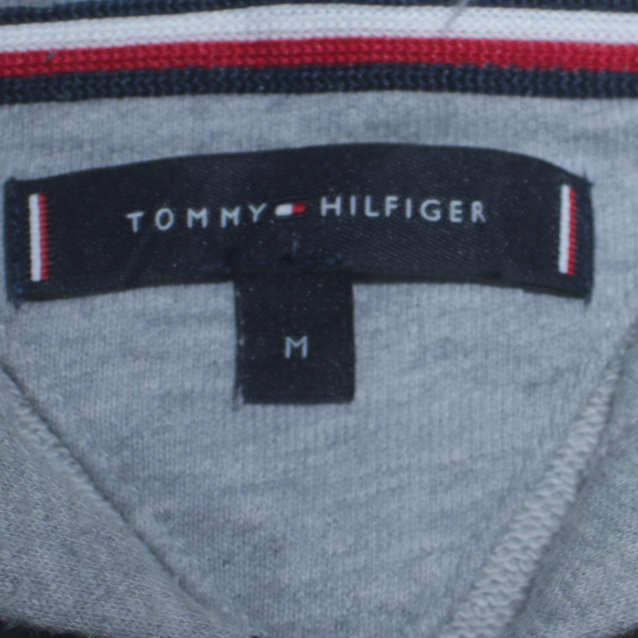 Tommy Hilfiger Men's Grey Full Zip Hoodie M Logo Casual Sweatshirt