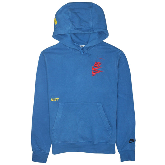 Nike Men's Blue Pullover Hoodie Small Fleece Embroidered Logo Sportswear