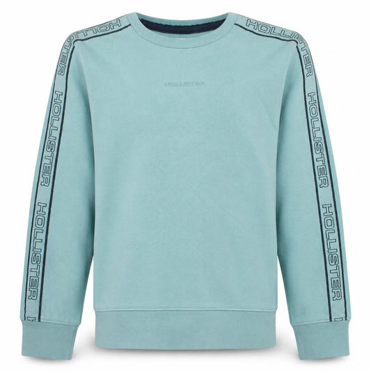 Front view of Hollister Men's Blue XS Logo Pullover Crew Neck Sweatshirt