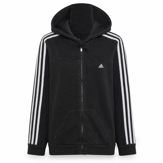 Adidas Women's Black Full Zip Hoodie Size S 8-10 Classic 3-Stripes