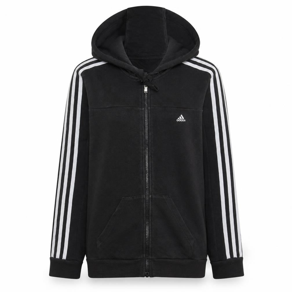 Adidas Women's Black Full Zip Hoodie Size S 8-10 Classic 3-Stripes
