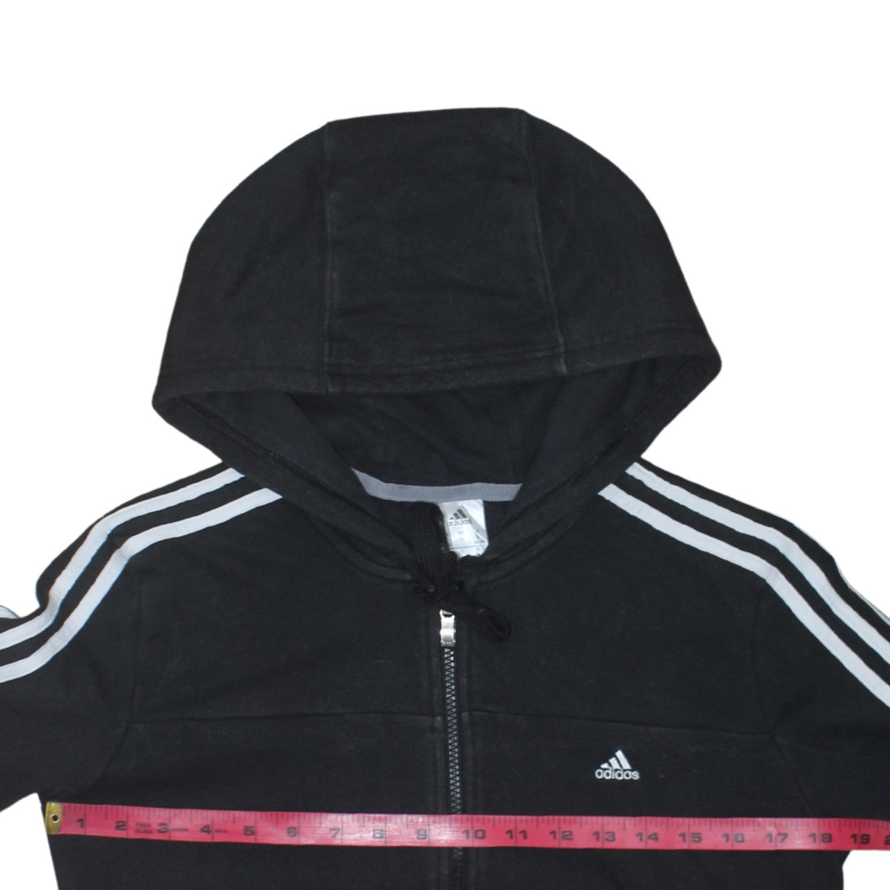 Adidas Women's Black Full Zip Hoodie Size S 8-10 Classic 3-Stripes