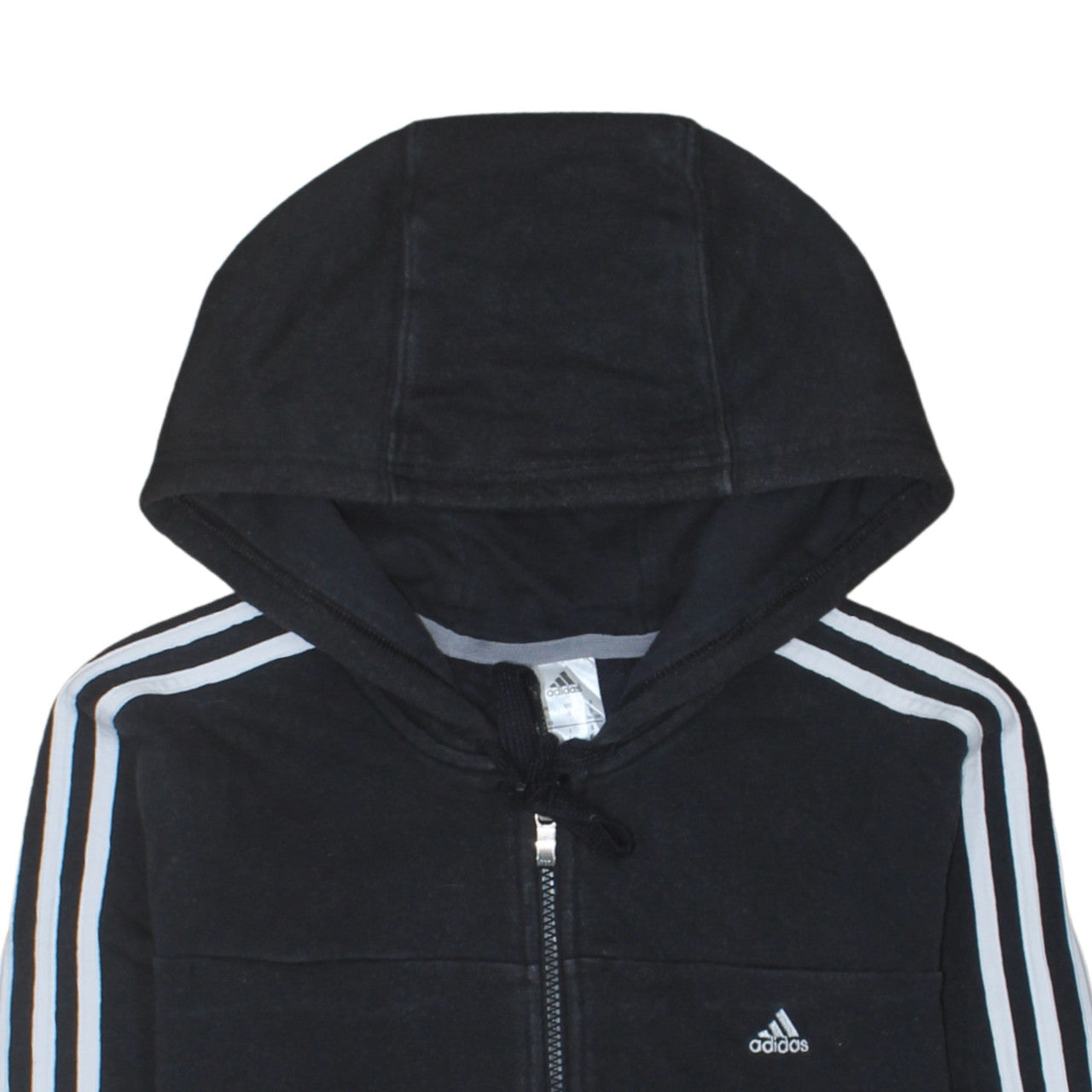 Adidas Women's Black Full Zip Hoodie Size S 8-10 Classic 3-Stripes