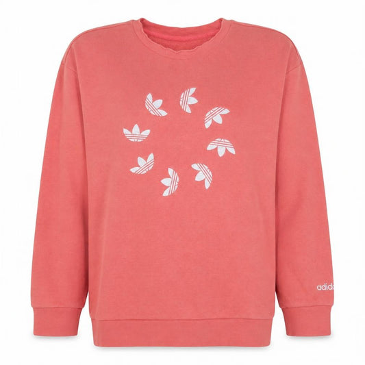 Adidas Women Coral Pink Crew Neck Pullover Sweatshirt UK 16