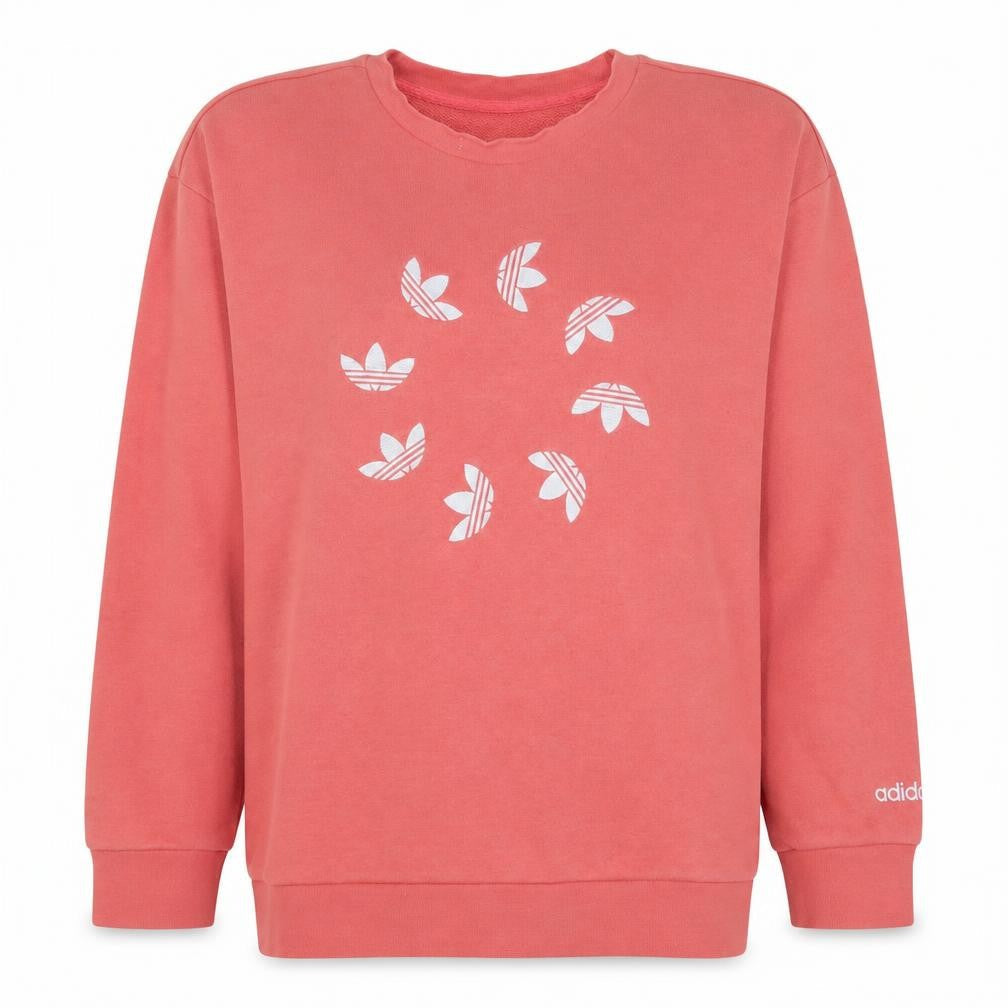 Adidas Women Coral Pink Crew Neck Pullover Sweatshirt UK 16