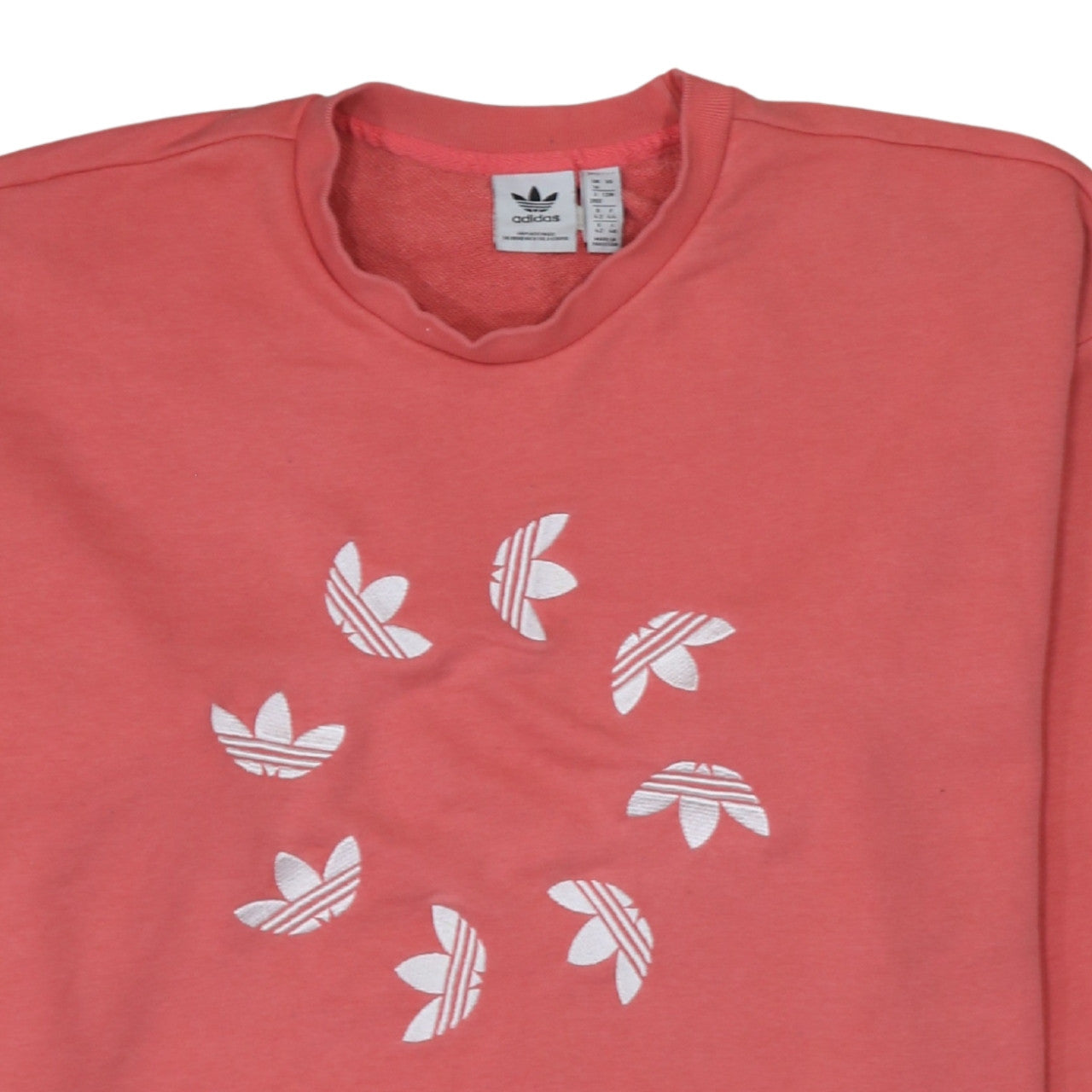 Adidas Women Coral Pink Crew Neck Pullover Sweatshirt UK 16