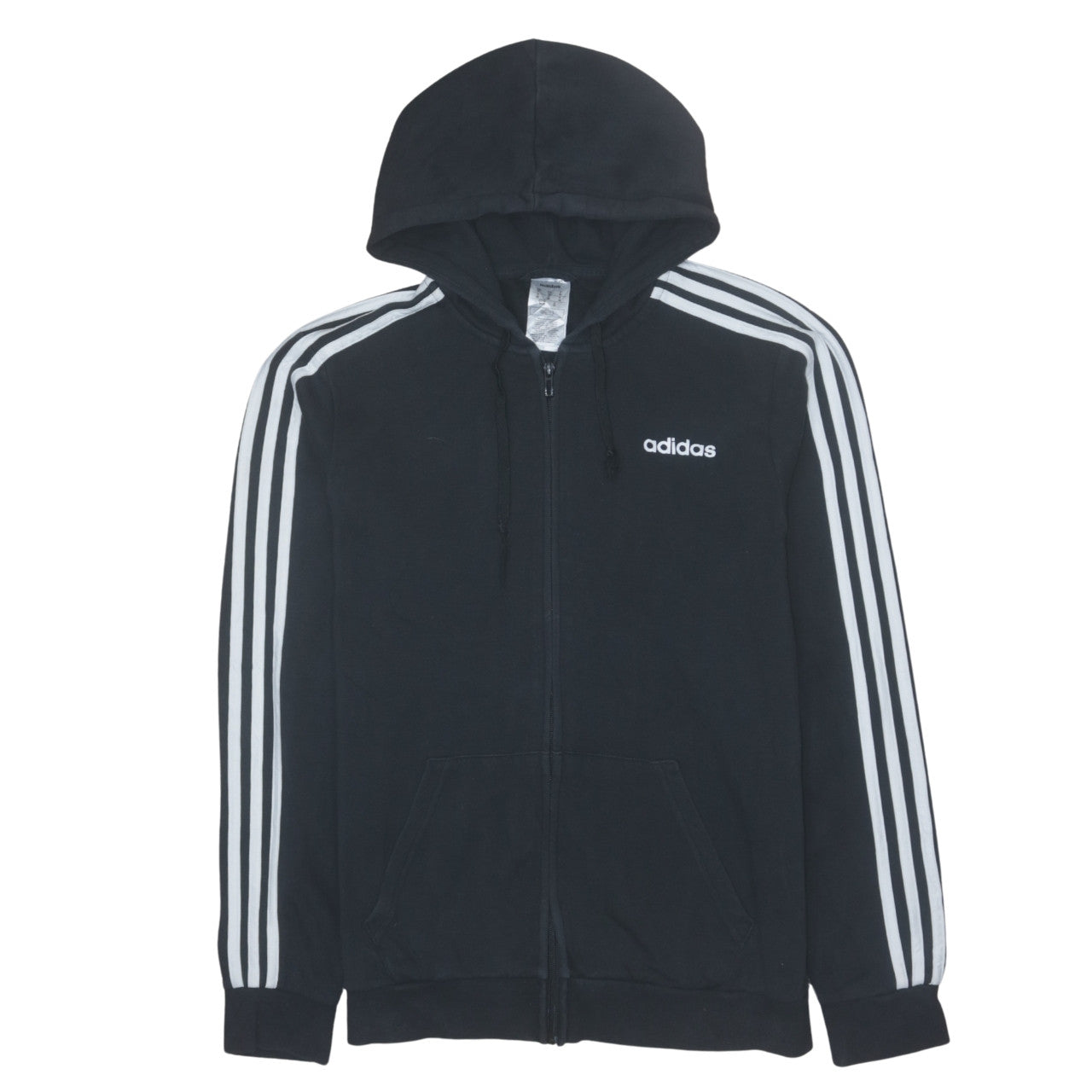 Adidas Womens Black Full Zip Hoodie Medium Classic 3-Stripes Jacket