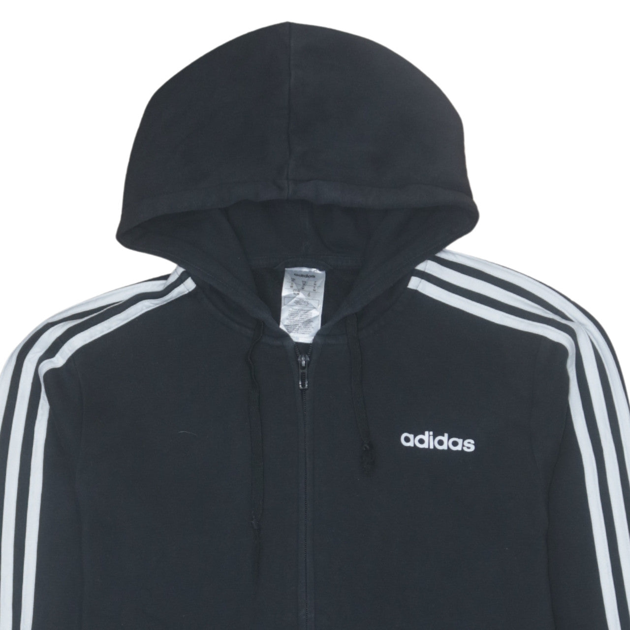 Adidas Womens Black Full Zip Hoodie Medium Classic 3-Stripes Jacket