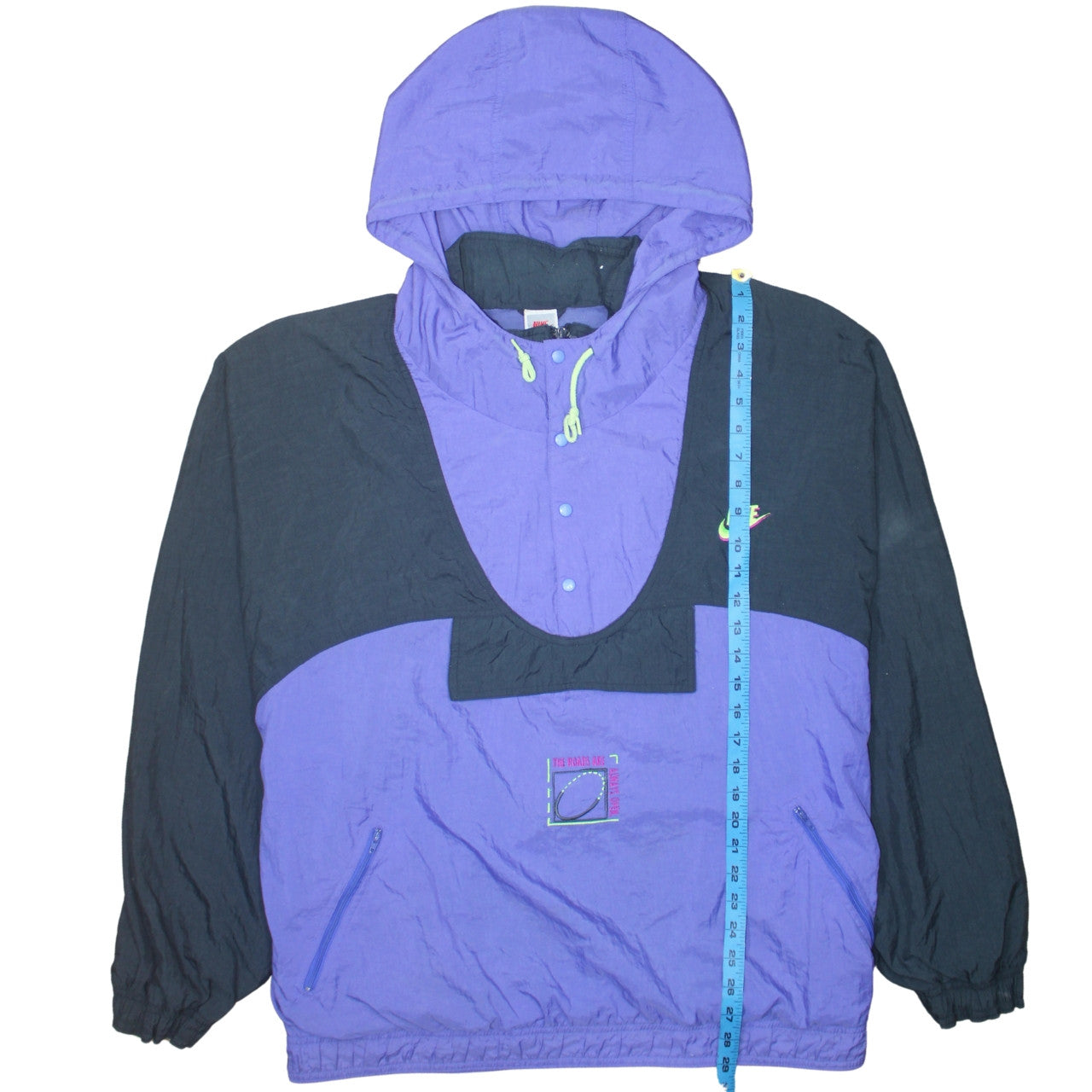 Vintage Nike Men's Purple Black Hooded Anorak Windbreaker Jacket XL